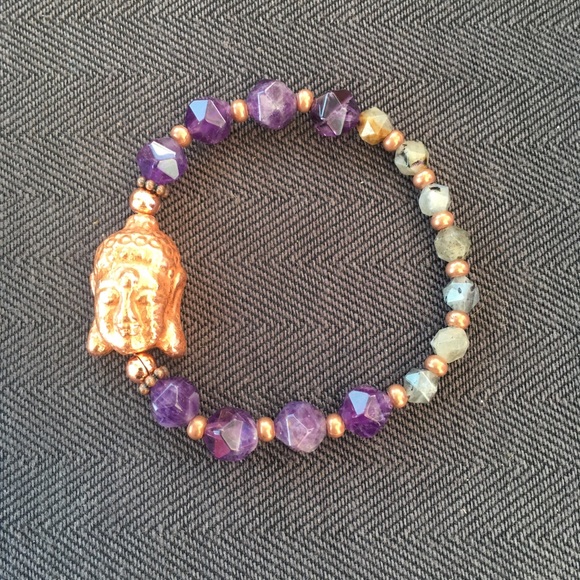 Amethyst Labradorite Buddha Bracelet - Picture 2 of 3